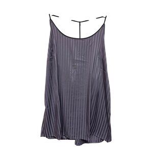 Auden Women's Sleep Lounge Shirt Deep Purple Stripe T-Back Satin Plus 1X NEW